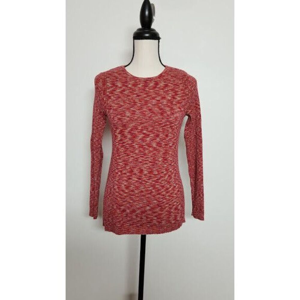 Relativity‎ Women's Small Long Sleeve Houndstooth Sweater Red Orange - Picture 2 of 7